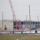 Work is done Wednesday at Foxconn Technology Group's planned flat-screen manufacturing complex in Mount Pleasant.