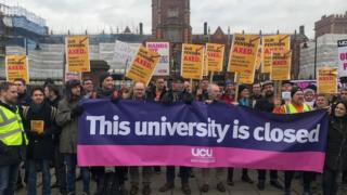 University strikers, Queen's University Belfast, 22 February 2018