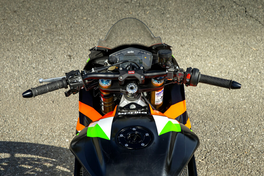 Mission control for the Pikes Peak Aprilia Tuono 1100 RSV Factory bike.