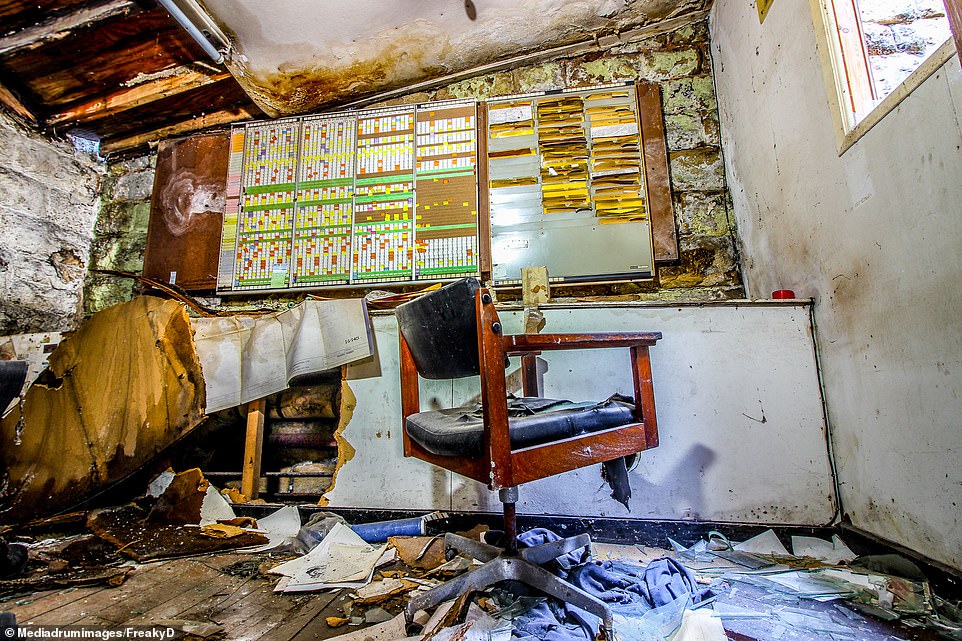 Time sheets and engineering tools are seen scattered across the office at the factory which fell into disrepair after it closed its doors in 2006