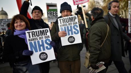 Protesters demonstrate in Trafalgar Square this week.