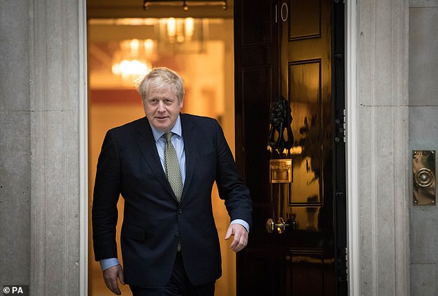 Britons will be able to use EU lanes at airports during the 11-month transition period from January 31. Pictured: Boris Johnson on January 8