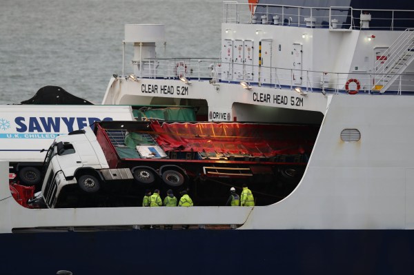 Embargoed to 0001 Friday January 17 File photo dated 18/12/2018 of toppled lorries on board the P&O European Causeway. An investigation has identified an "industry-wide" issue of lorry drivers ignoring international regulations and putting lives at risk by staying in their cabs at sea. PA Photo. Issue date: Friday January 17, 2020. The probe was sparked after nine HGVs toppled over and 22 vehicles were damaged during high winds on board the P&O European Causeway service between Larne, Northern Ireland, and Cairnryan, Scotland, on December 18 2018. See PA story ACCIDENT Ferry. Photo credit should read: Andrew Millligan/PA Wire