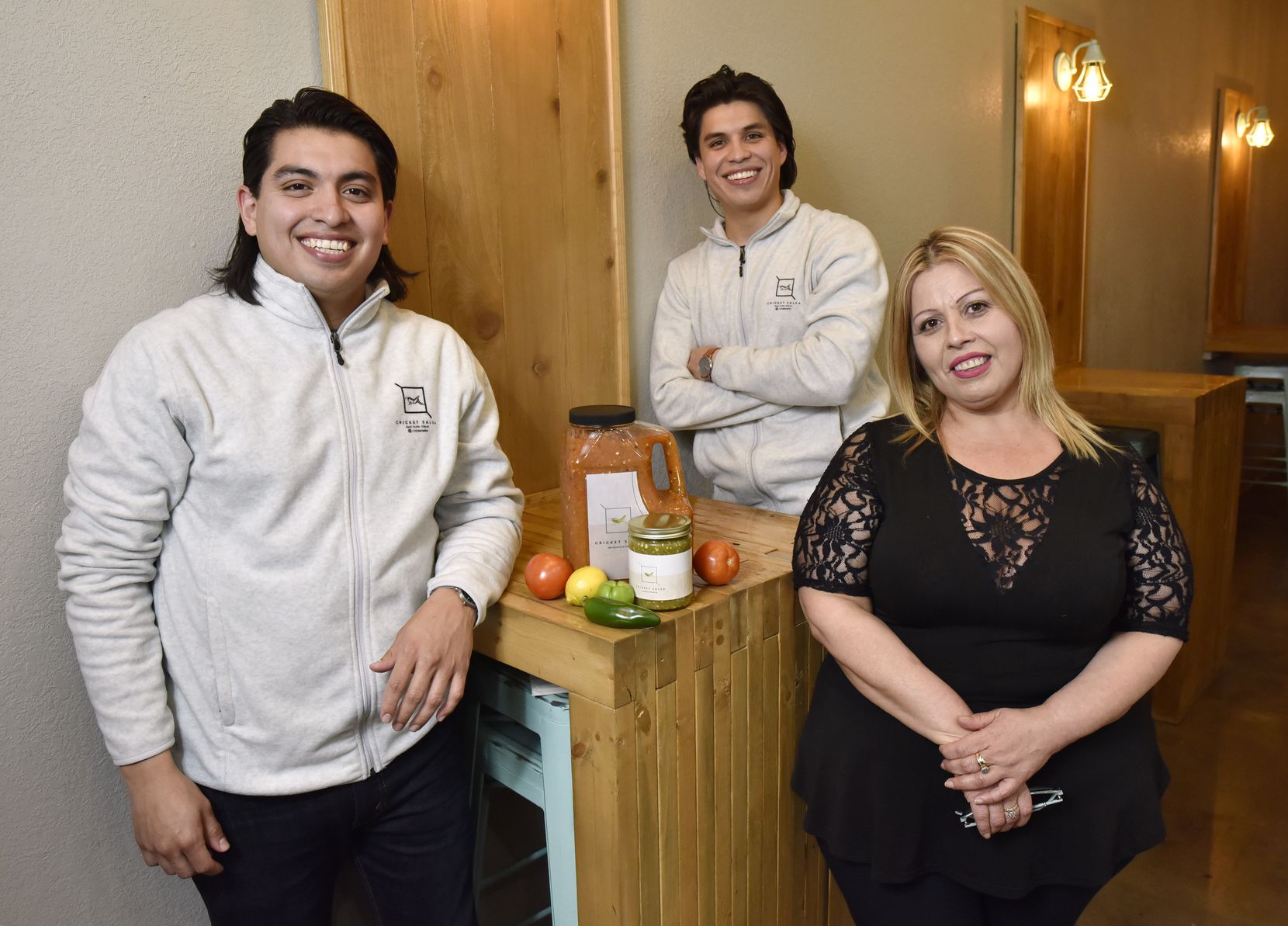 Cricket Salsa co-founders Daniel Costilla (left), 31, and Christian Costilla, 28,  use a salsa recipe created by their mother, Martha Costilla.