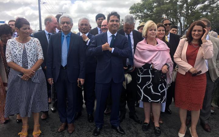 National Party leader Simon Bridges and MPs arrive at Rātana Pā.