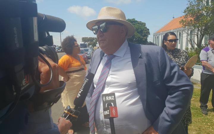 NZ First politician Shane Jones speaks to media at Rātana Pā.