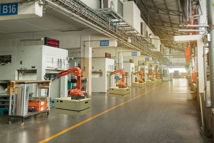 Smart factory with robot arms.