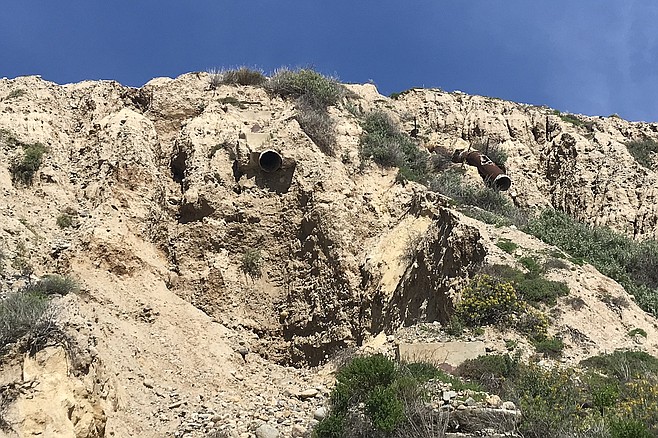 Outfalls- attempts to steer water away from cliffs don’t prevent erosion