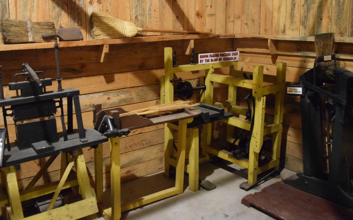 Equipment from the Range Broom Factory is on display at the Minnesota Museum of Mining in Chisholm.