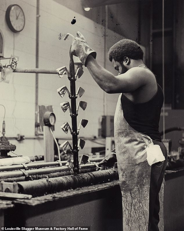 Willie Leonard is pictured in an undated photo working on metal golf club heads