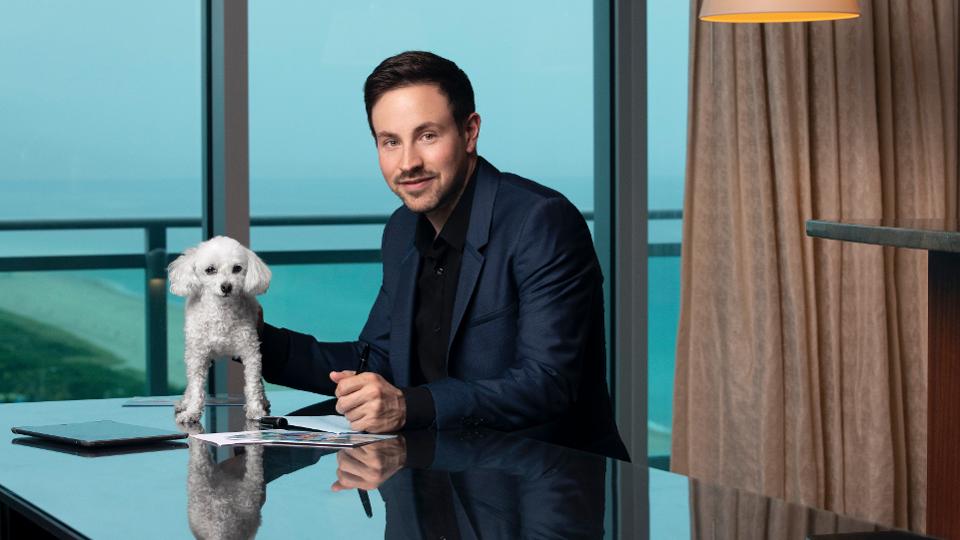 Ryan Cohen with his dog Tylee, the pet who inspired him to start the online pet retailer Chewy.