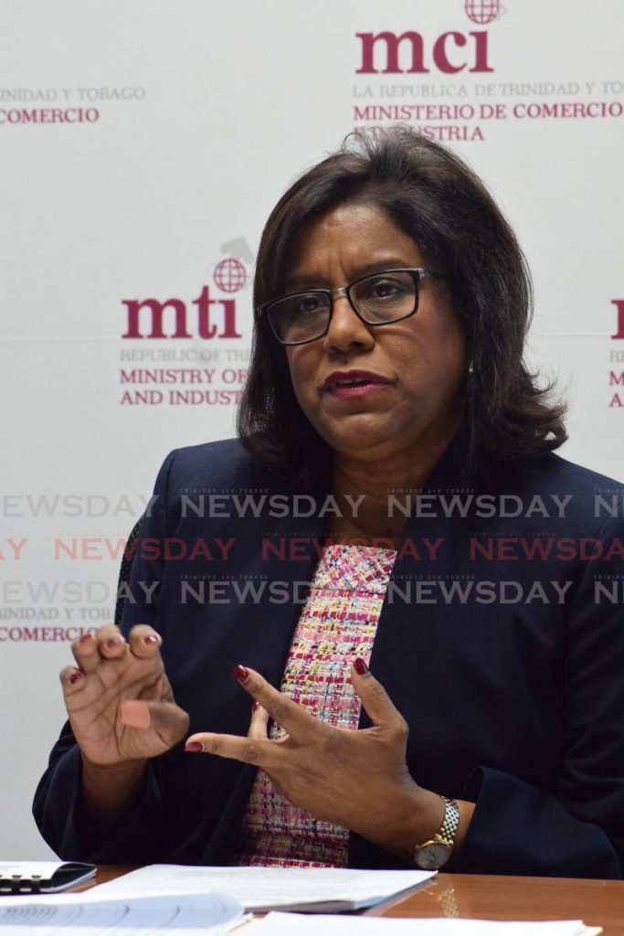 Trade Minister Paula Gopee-Scoon speaks during a news conference at her ministry on Tuesday. - Vidya Thurab