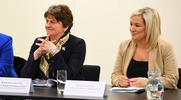 Northern Ireland First Minister Arlene Foster and Deputy First Minister Michelle O’Neill during a Joint Ministerial Committee meeting at the Welsh Government Offices in Cardiff (Tom Martin/Welsh Government/Crown Copyright/PA) Northern Ireland First Minister Arlene Foster and Deputy First Minister Michelle O’Neill during a Joint Ministerial Committee meeting at the Welsh Government Offices in Cardiff (Tom Martin/Welsh Government/Crown Copyright/PA)