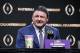 NEW ORLEANS, LA - JANUARY 14: Head Coach Ed Orgeron of the LSU Tigers talks with the media during the press conference after the College Football Playoff National Championship Game at the Grand Ballroom at the Sheraton Hotel on January 14, 2020 in New Orl