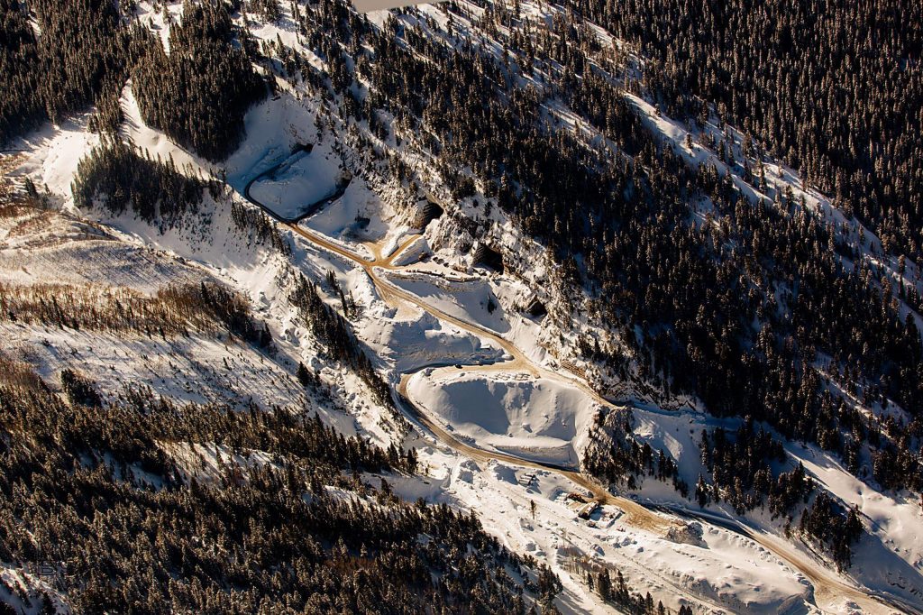 The Pride of America Mine, long known as the Yule Quarry, as seen from the air in January. The marble quarry's operators, Colorado Stone Quarries, are facing scrutiny related to a diesel spill and the temporary diversion of Yule Creek.