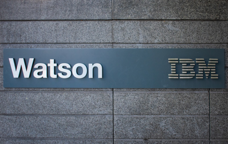 IBM Watson sign on IBM office building in San Francisco, California 