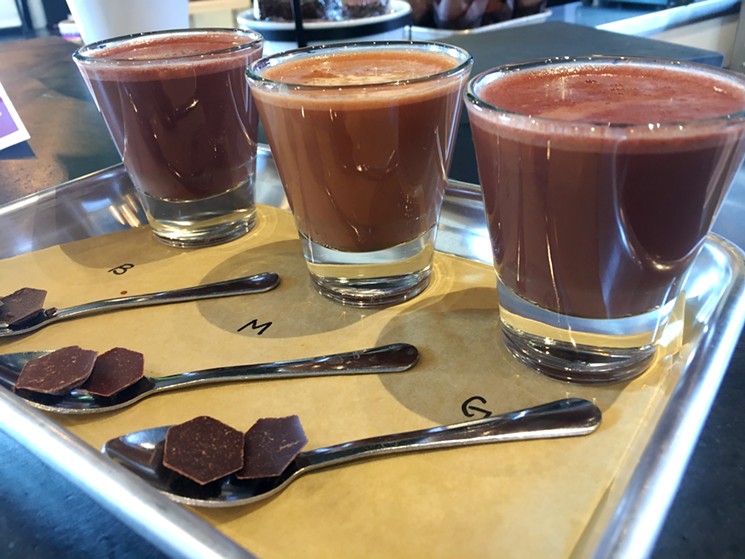 Sipping choclate from Belize, Mexico and Guatemala each have distinct flavors and colors.