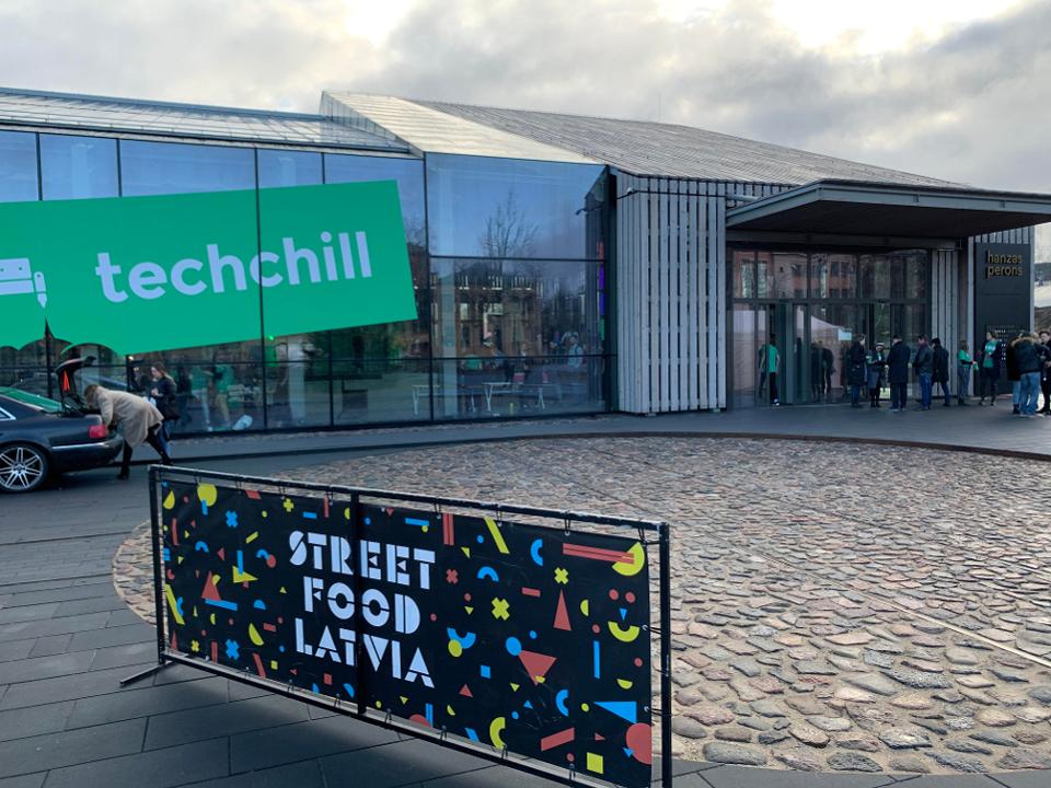Outside the TechChill conference in Riga, Latvia.