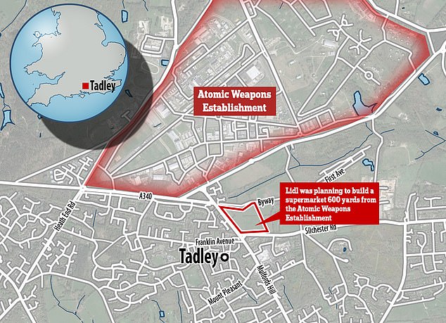 Map of the Atomic Weapons Establishment and the proposed Lidl superstore site