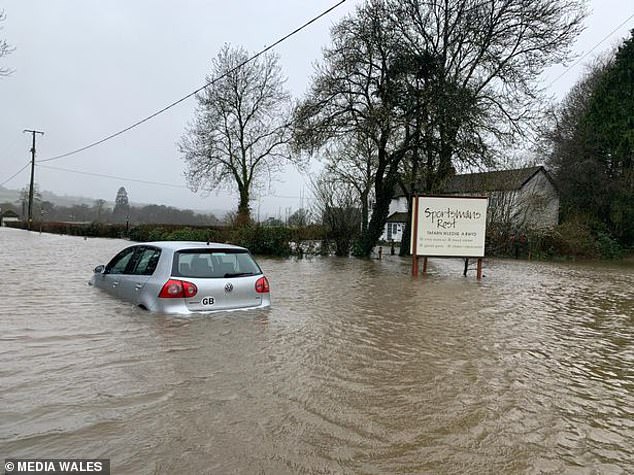 Meanwhile, in Peterston-super-Ely, the Sportsman¿s Rest pub flooded for the third time in less than a month