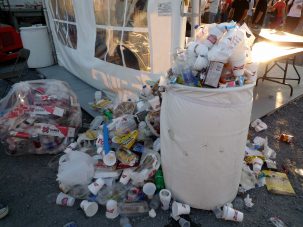 waste overflowing from trash can
