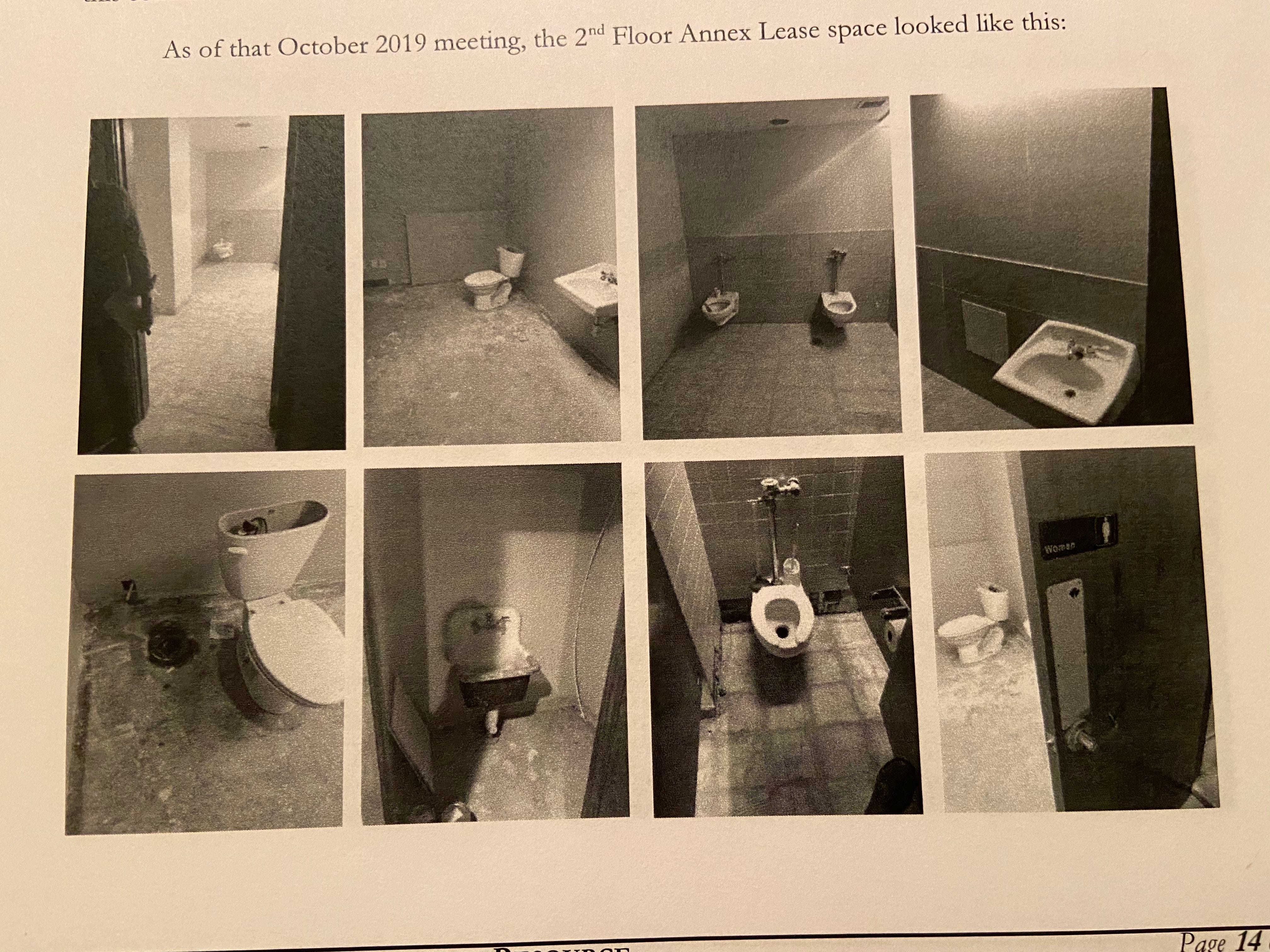 Pictures taken in October 2019 on the second-floor of Big Blue, attached to court documents filed by Workforce Solutions in response to a lawsuit against them by Big Blue management. The nonprofit claims the offices on the second and third floors that they were supposed to occupy were not complete.
