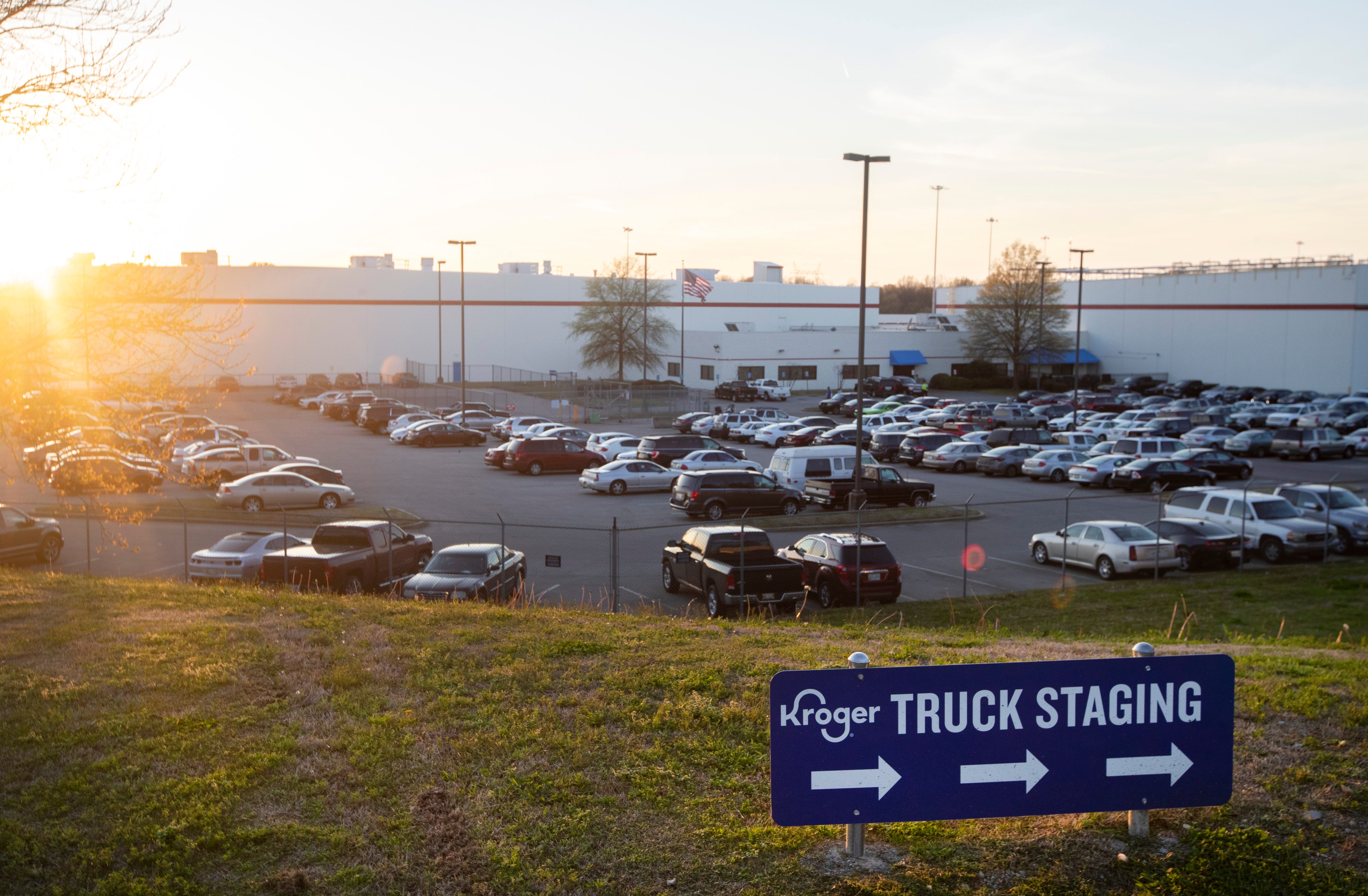 Kroger supply warehouse Thursday where a worker has tested positive for COVID-19.