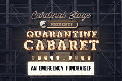 An illustration of a sign advertising an emergency fundraiser for Cardinal Stage. Five minute entertainment videos are published on the company’s Facebook and Instagram pages at noon on Monday, Wednesday and Friday.