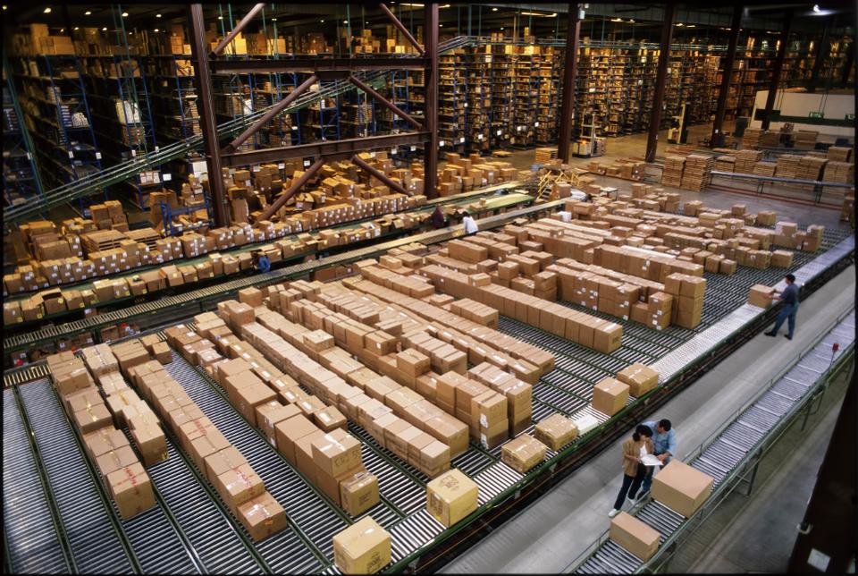 Overview of a large industrial distribution warehouse