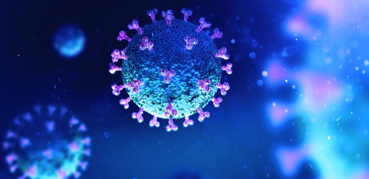 Coronavirus COVID-19 under the microscope. 3d illustration By Andrii Vodolazhskyi shutterstock ID: 1643947495