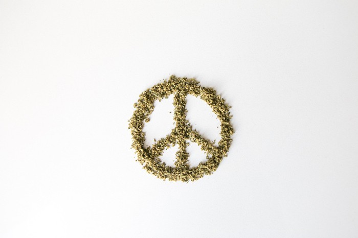 Peace sign made of marijuana.