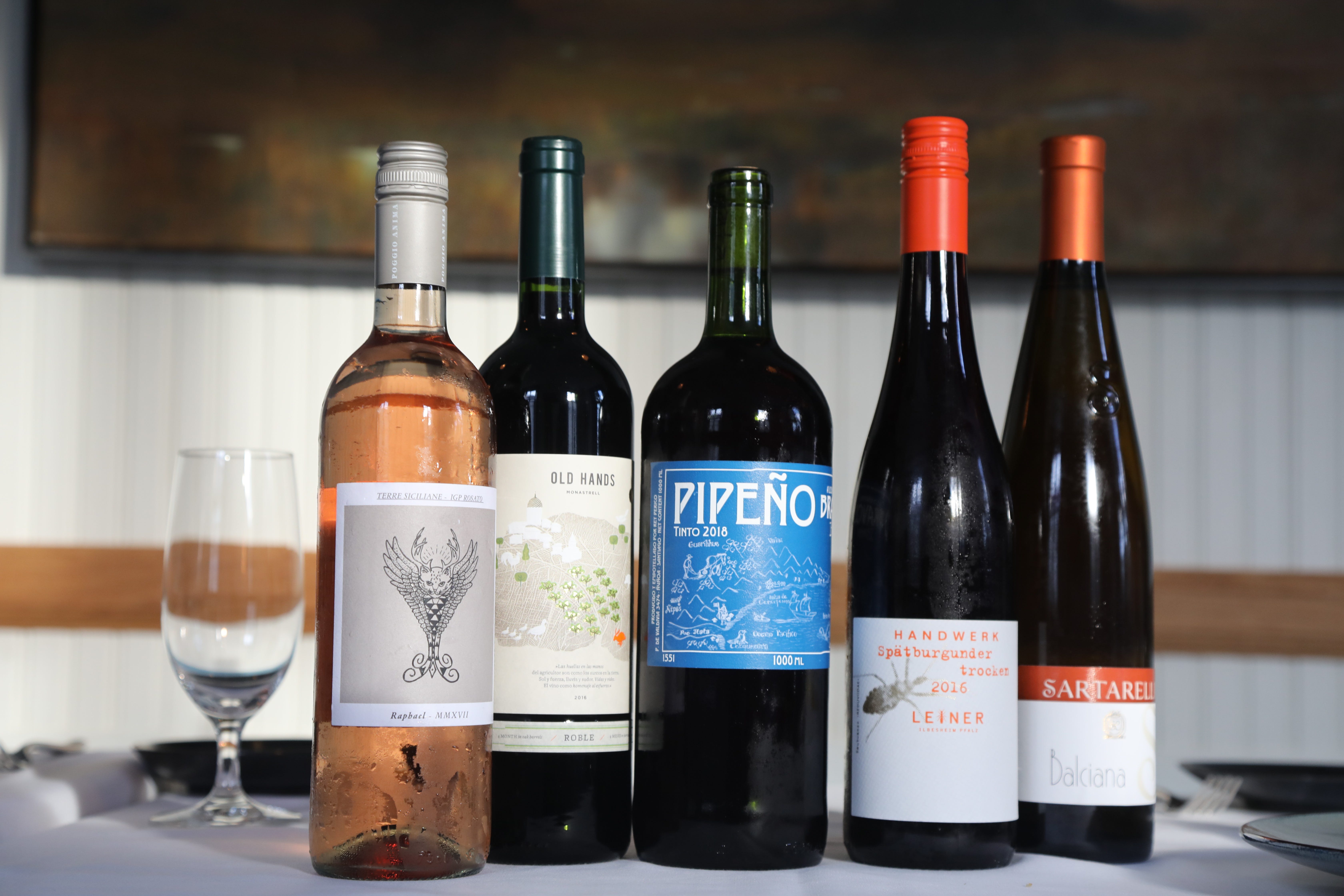 A selection of wine.