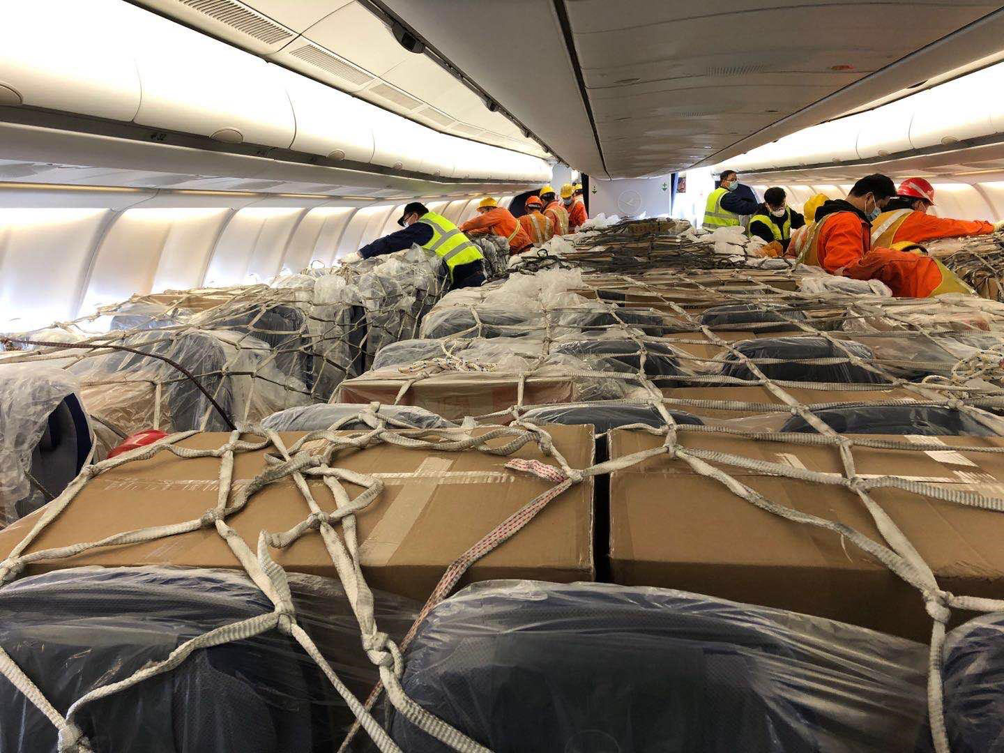 Lufthansa’s Airbus A330 passenger aircraft loaded with 30 tonnes of medical goods was transported from Shanghai to Frankfurt