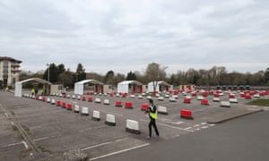 Coronavirus testing site in a car park at Chessington World of Adventures in Greater London.