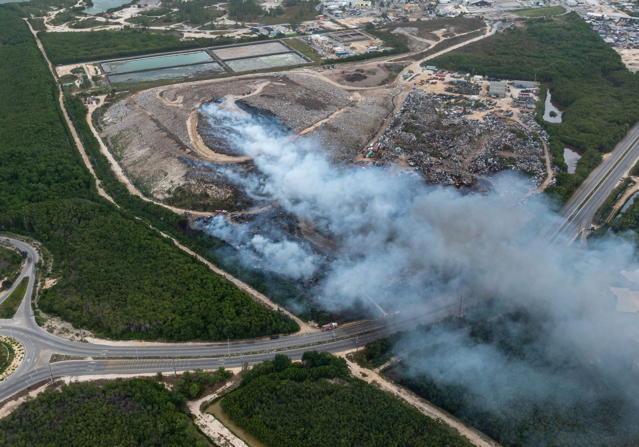 Smoke continues to emit from the George Town landfill