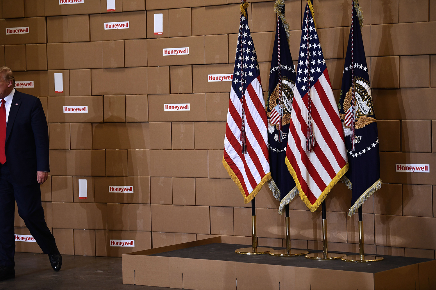 U.S. President Donald Trump participates in a tour of a Honeywell International plant that manufactures personal protective equipment in Phoenix, Arizona, on May 5.
