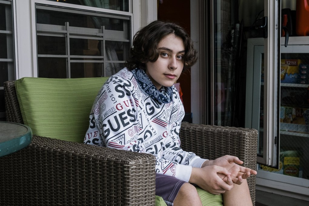 Jack McMorrow, 14, at his home in Queens, May 11, 2020. McMorrow was hospitalized for heart failure from a severe inflammatory syndrome linked to the coronavirus. His case may help doctors understand the new affliction in children. (Gabriela Bhaskar/The New York Times)  