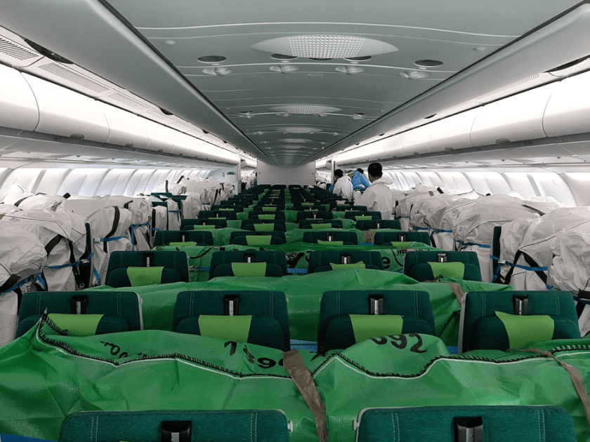 Loading the passenger aircraft with cargo