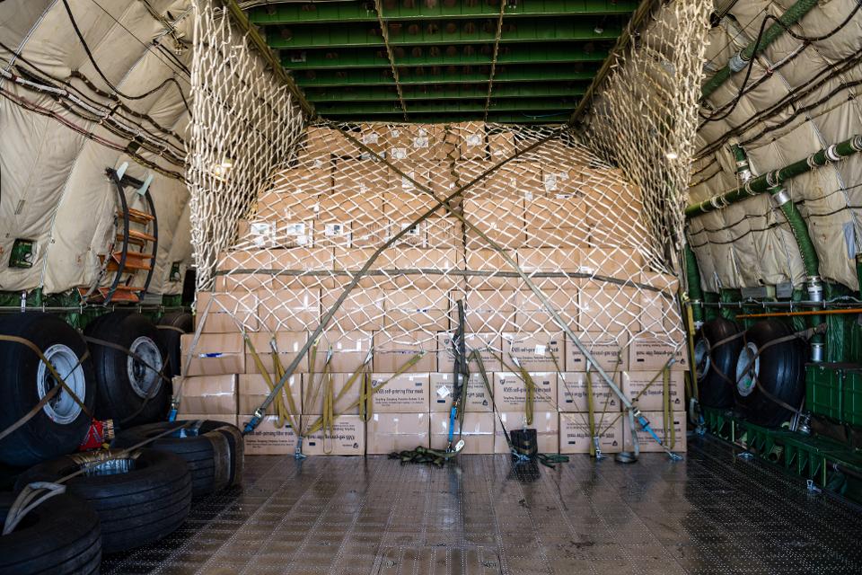 Protective Masks Shipment Arrives From China During The Coronavirus Crisis