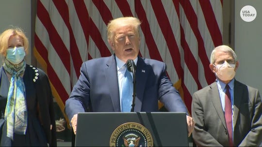 President Trump announced Operation Warp Speed at a news conference at the White House Rose Garden Friday. Top officials wore masks, but the President did not.