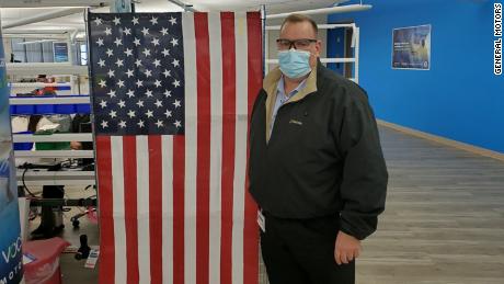Blake Rollins, a veteran GM employee and manager, at the ventilator factory. 