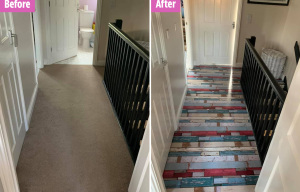 She used a wood stain to colour the wood, and waterproof covers for the mattress and the pillows