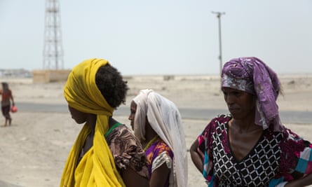 African migrant women at a checkpoint in Aden.