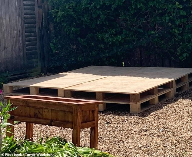 To make the bed, Tanya used old wooden pallets her mother had received at work and had been saving for a DIY project