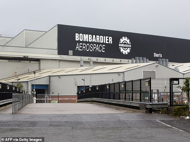 Elsewhere the aircraft manufacturing company Bombardier will cut around 600 jobs at its plant in Belfast (pictured)