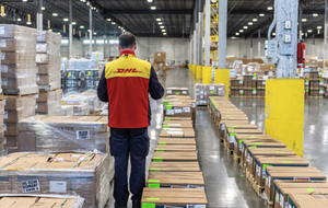 DHL employee in distribution center
