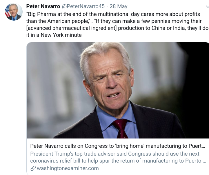  Peter Navarro wants 'big pharma' to put people before profits