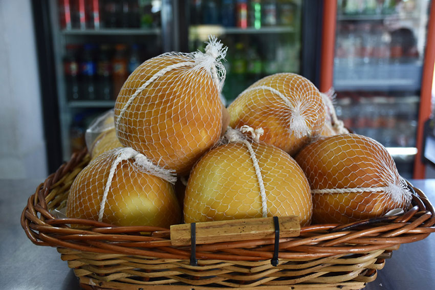 Smoked provolone at 'Mexico's Cheese Factory.'