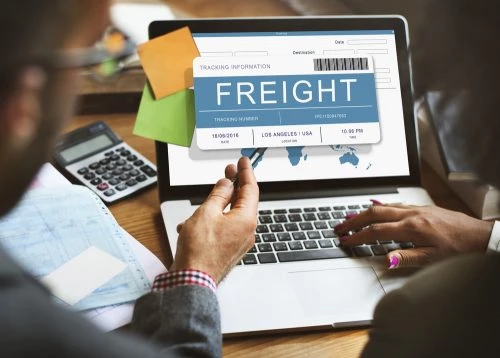 Freight tracking information on a laptop