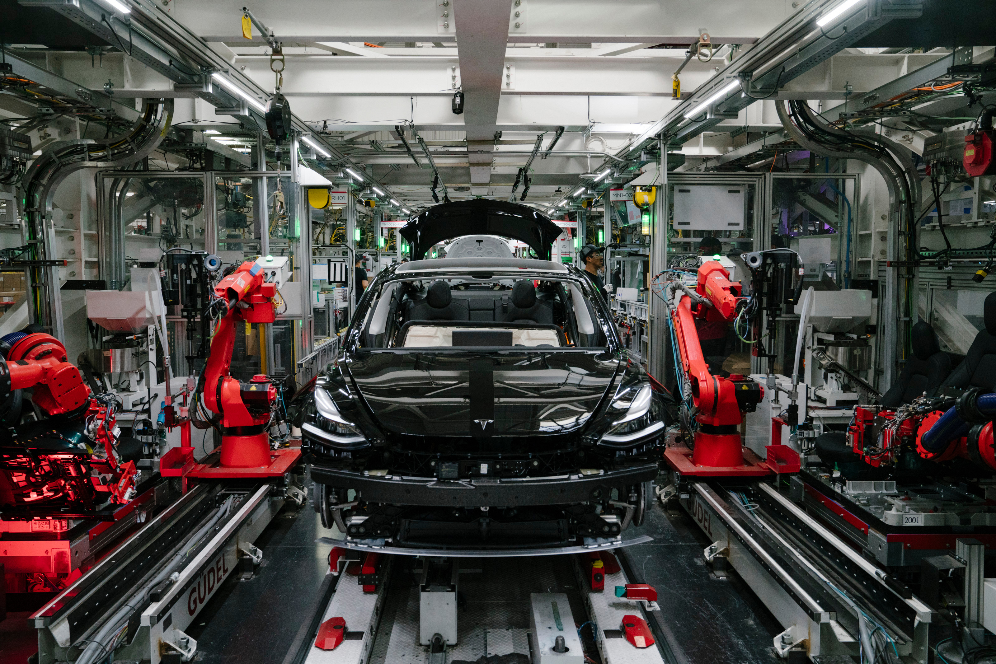 Inside a Tesla car factory